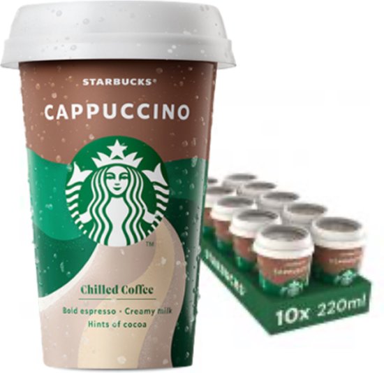 Starbucks IJskoffie Cappuccino 22 cl per beker, tray 10 bekers