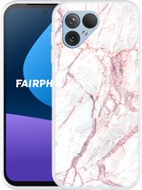 Cazy Hoesje geschikt voor Fairphone 5 White Pink Marble