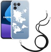 Cazy Hoesje met koord Zwart geschikt voor Fairphone 5 World Map