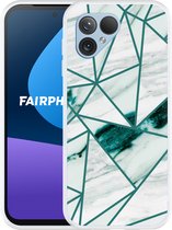 Cazy Hoesje geschikt voor Fairphone 5 Polygon Marmer Groen
