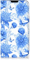 Smart Cover voor Geschikt voor iPhone 14 Plus Flowers Blue