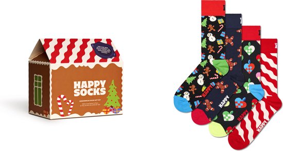 Happy Socks - 4-Pack Gingerbread House Socks Gift Set mt 36-40