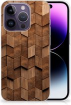Bumper Hoesje Geschikt voor iPhone 14 Pro Wooden Cubes
