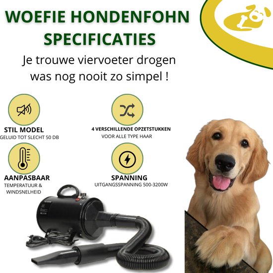 PetChamp Sèche-cheveux professionnel pour chien avec 4 accessoires -  Souffleur d'eau