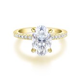 Nina - 18k Geelgouden Ovaal Moissanite Ring met Pavé Zijstenen - 5.8 karaat