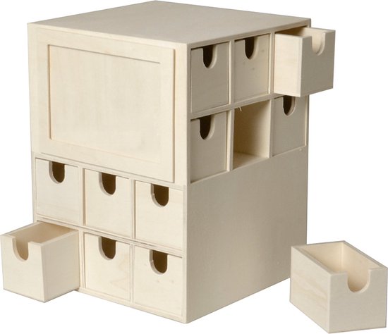 Houten Adventskalender 17x17x22 cm - Artemio