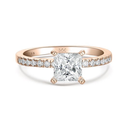 Celestia - Princess Moissanite Ring met Pavé Zijstenen - 1.7 karaat