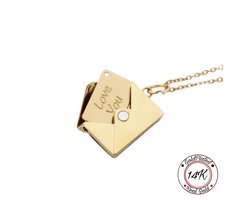 I Love You | Leuke Ketting set voor Hem en Haar | 14K Goldplated | Envelop | Relatie Geschenk | Relatie Koppel Cadeau | Cadeautje voor vrouw | Valentijn | Romantisch Cadeau | Moederdag | Moederdag cadeau