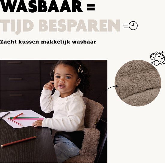 Stoelverkleiner TrippTrapp - Geschikt voor Stokke Tripp Trapp Kussenset - Kinderstoel Verkleiner - Perfecte Pasvorm - Extra Dik - Teddy Taupe — afbeelding 3