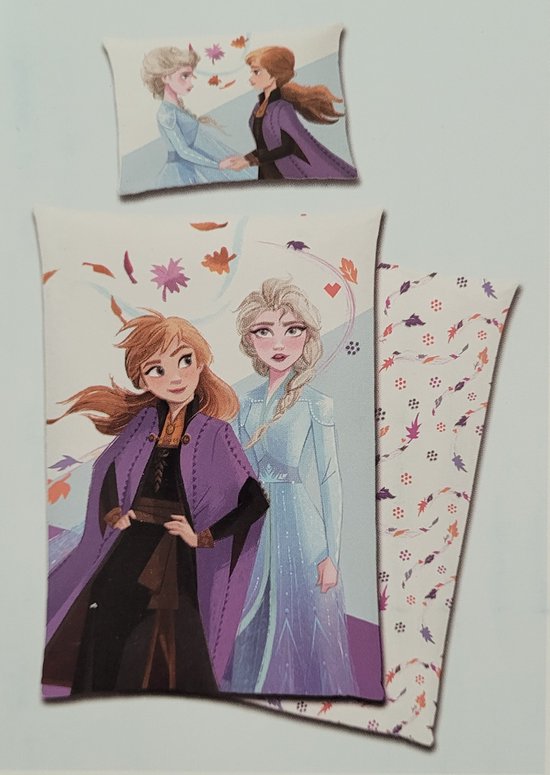 Frozen dekbedovertrek 140x200 cm - eenpersoons dekbedhoes met kussensloop Anna en Elsa
