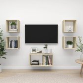 vidaXL - 5-delige - Tv-meubelset - bewerkt - hout - wit - en - sonoma - eikenkleurig