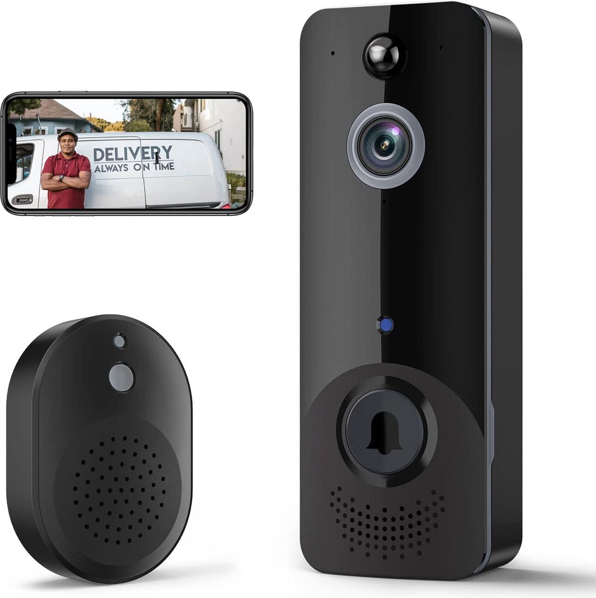 Slimme Video deurbel draadloos met Camera en Wifi - Inclusief draadloze Gong - 1080P HD - Slimme Deurbel