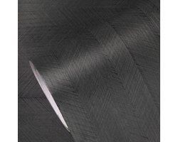 Zelfklevend behang, Visgraat, Zwart, 60cmx10m, 6m2, zelfklevend, Vinyl, PVC, Waterbestendig, Muurdecoratie, Badkamer, Daka Deco