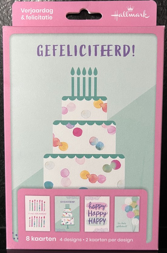 8 Hallmark Wenskaarten - Luxe Kaarten Met Envelop - Gefeliciteerd - Van Harte - Happy - Fijne Verjaardag