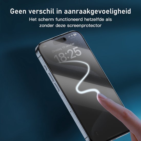 Protecteur d'écran iPhone 15 Pro Privacy - Glas trempé - 2 pièces - Verre de protection - Protecteur d'écran iPhone 15 Pro - Entièrement opaque