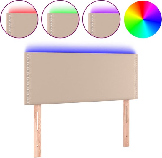 vidaXL-Hoofdbord-LED-80x5x78/88-cm-kunstleer-cappuccinokleurig