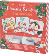 diamond painting kerstkaarten kerst pinguin beer kerstgroet Kerstkaarten - 3 stuks - Compleet Hobbypakket - Ronde steentjes
