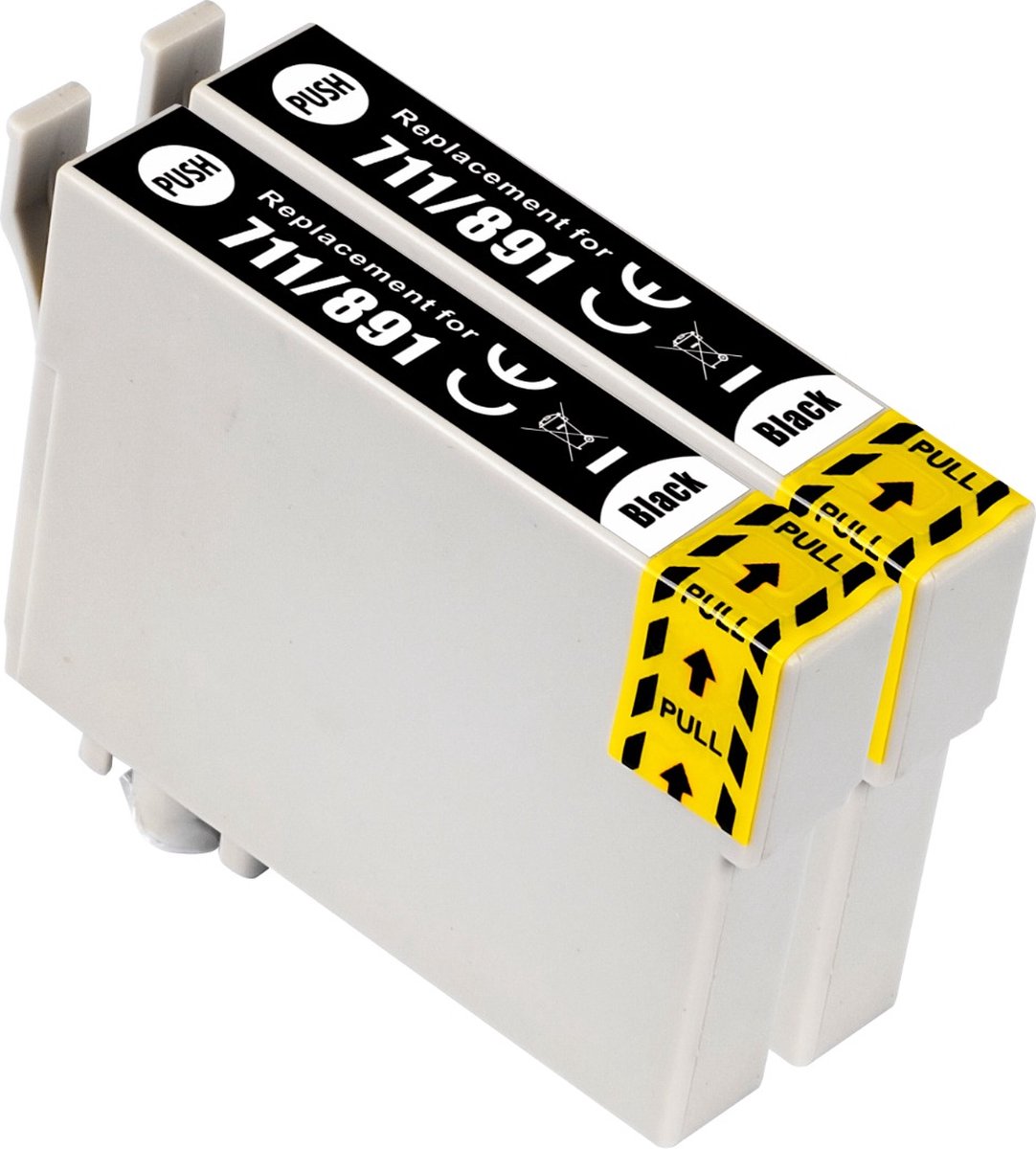 Inktcartridges Geschikt voor Epson T0715 - Multipack van 2 zwart - Geschikt voor Epson Stylus SX105, SX115, SX205, SX215, SX218, SX405, SX510W - T0711, T0712, T0713, T0714 - Inktpatronen - Inkt