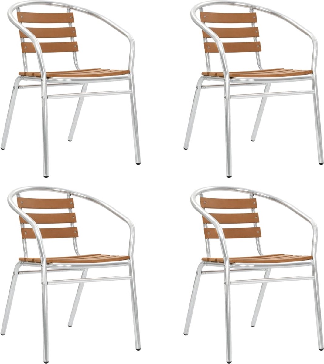 VidaXL Tuinstoelen stapelbaar 4 st aluminium en HKC zilverkleurig