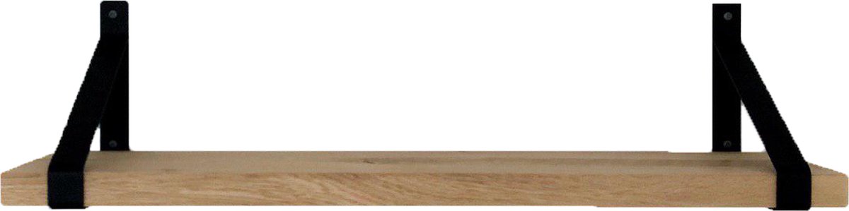 GoudmetHout Wandplank Industrieel - 220 x 25 cm Muurplank - Licht Eiken Hout - Decoratie Wandrek & Boekenrek - Hangplank Keuken - Wall Shelf + 2 Mat Zwarte Plankdragers van Staal Licht eiken, mat zwart - 25 cm