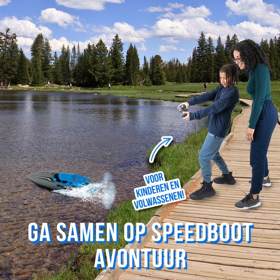 Bestuurbare Boot 30km/u - 150m Bereik - Kapseis-Proof - Kinderen - Voor Buiten - RC Speedboot - Afstandsbestuurbare Boot - Waterspeelgoed Buiten - Boat - Zwembad - Voor Jongens en Meisjes en Volwassenen - Blauw - Silvergear
