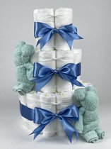 Chouette-Chouette | Luiertaart Jongen | Kraamcadeau | Geboorte Jongen | Babyshower | Beren Mint groen - diep Blauw