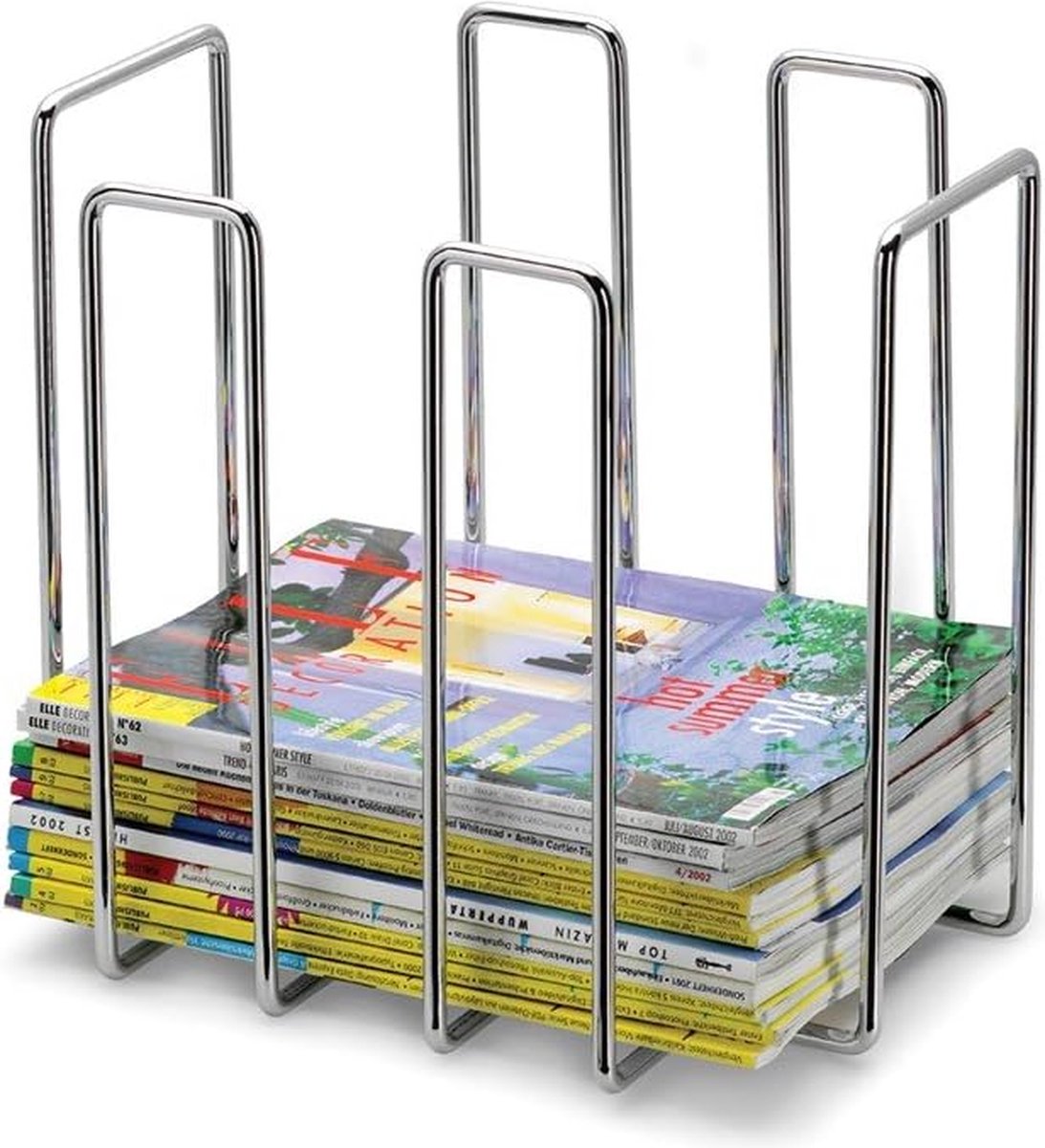 Wires tijdschriftenverzamelaar van mat roestvrij staal. Zilver