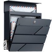 Boîte aux lettres Avalo en acier inoxydable anthracite avec compartiment à journaux et serrure - Incl. Matériel de montage et 2 clés