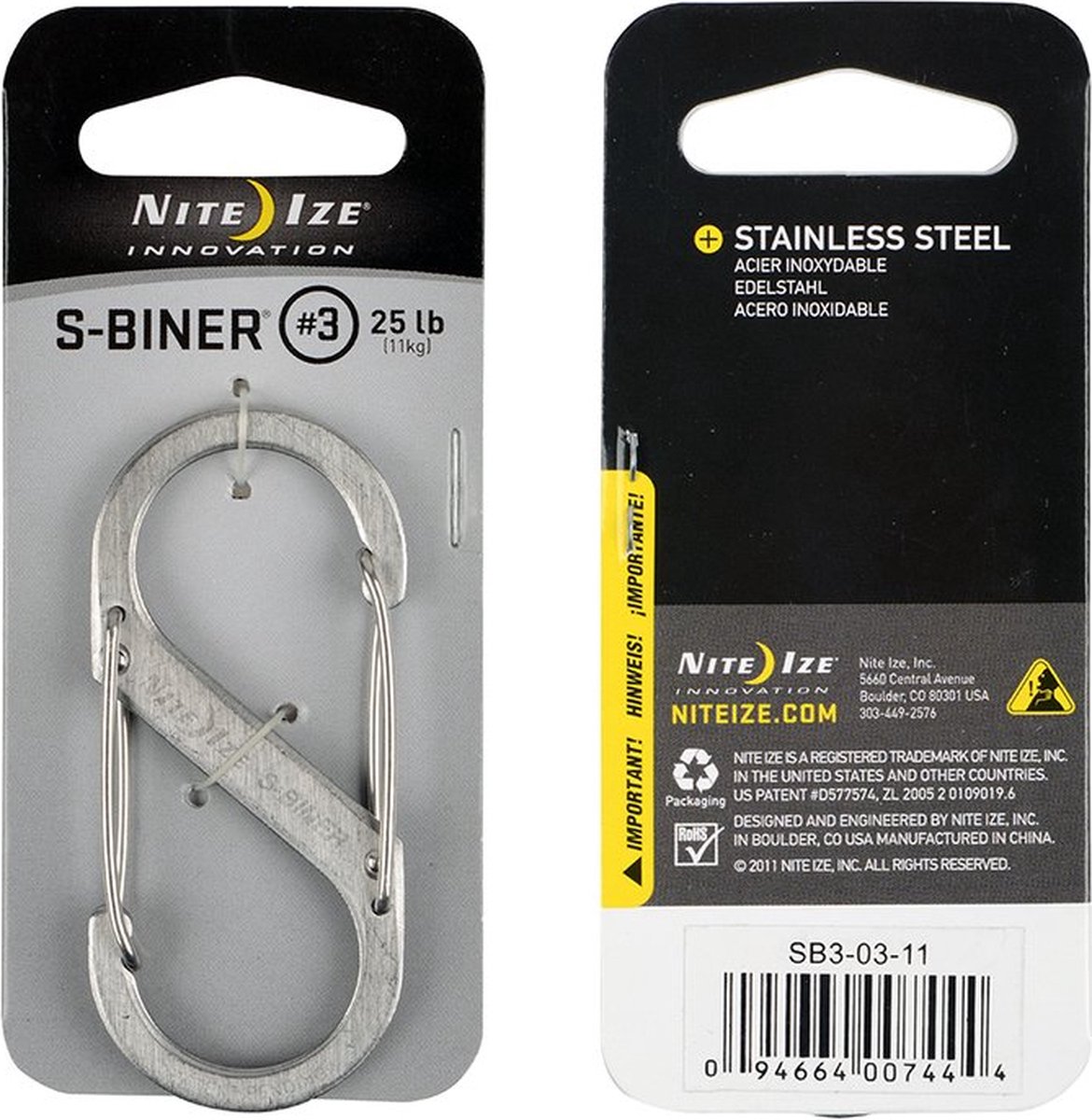 NITE Ize NI-SB3-03-11 Karabijn S-Biner Gr. 3 67 mm x 29 mm 1 stuk(s)