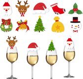 Akyol - kerst wijnglas versiering -10 stuks-karton-wijnglas markers - tafeldecoratie kerst-oud en nieuw - versiering-oud en nieuw - decoratie-wijn houders versiering-glas versiering -oud en nieuw - kerstdiner- kerst ontbijt glazen versiering