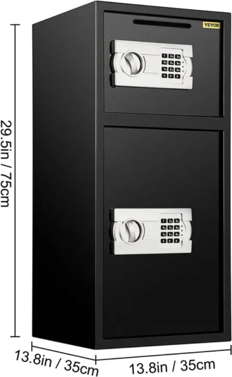 Covie - 74L - Digitale Kluis - Dubbele Deur Kluis - Veiligheidsopslag - Kluis - Kluis met cijferslot - Zwart