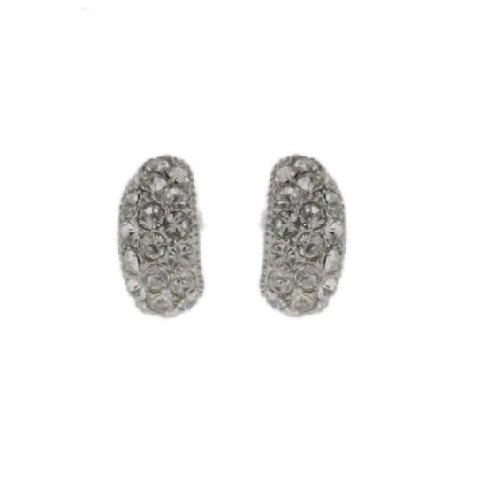 Behave Oorbellen - oorstekers - zilver kleur - steentjes - halve maan - 1.8 cm
