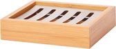 Zeephouder FOREST - Bamboo - Hout - 13 x 10,5 x 3 cm - Bamboo met rvs houder - FSC®-gecertificeerd - Soap box - Zeepbakje