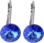 Behave Oorhangers Dames - rond 12 mm diameter - Sapphire Blauwe Swarvoski Elements Kristal steen – Oorbellen 2.2 cm lang