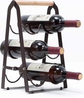 Wijnrek 6 flessen, opvouwbare wijnflessen houder rekken, metalen koperen wijnhouder opslag vrijstaand, klaar gemonteerd, gemakkelijk te plaatsen wkuk130915