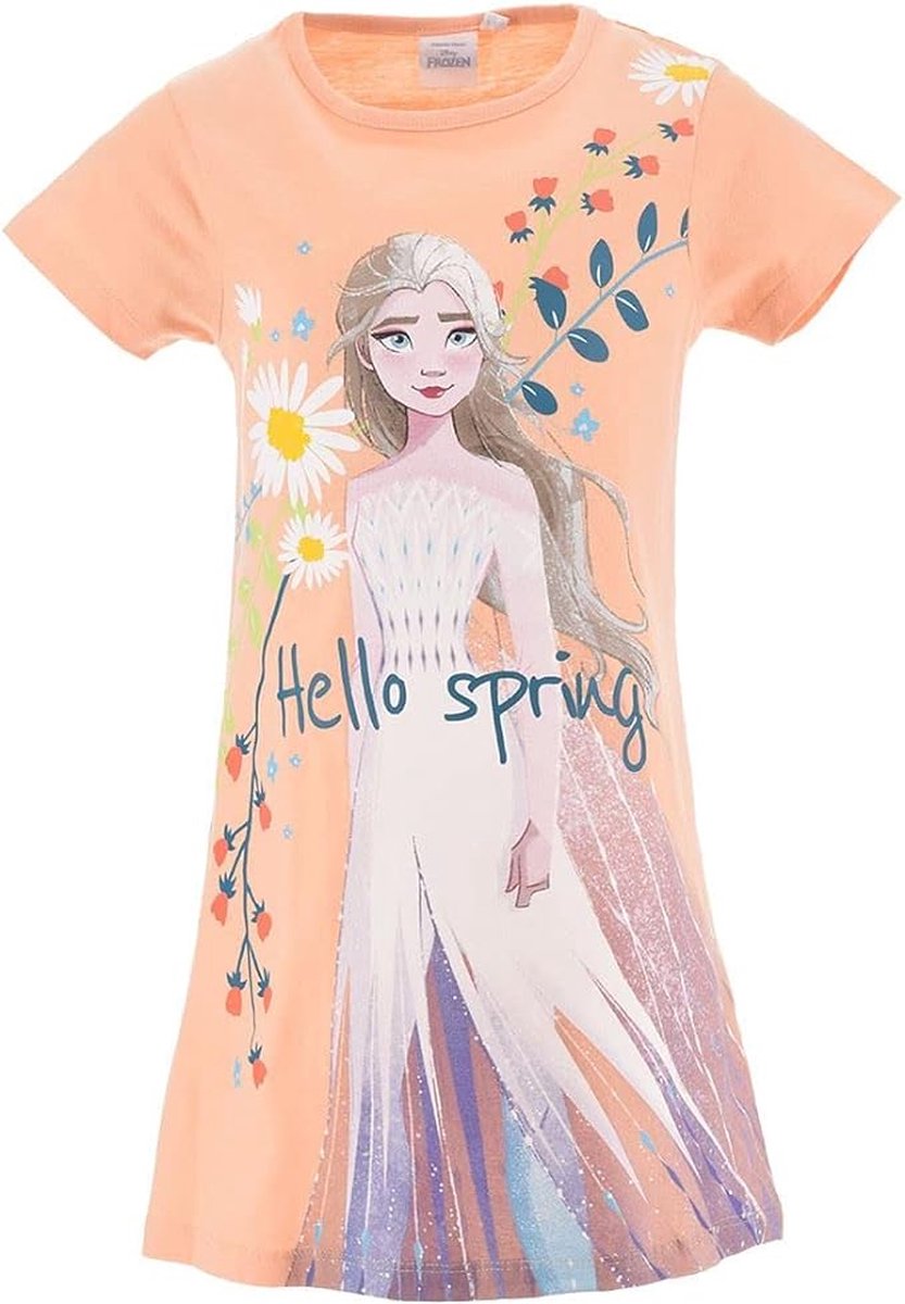 Disney Frozen Nachthemd - Korte Mouw - Perzik - Maat 98/104 (tot 4 jaar)