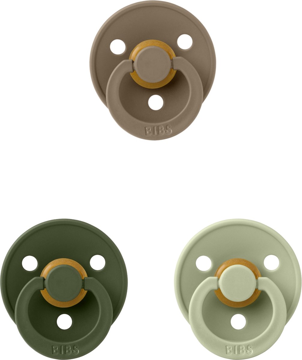 Goedkoopste Bibs fopspeen 0-6 maand set 3 stuks Hunter Green,Sage en Dark Oak maat 1
