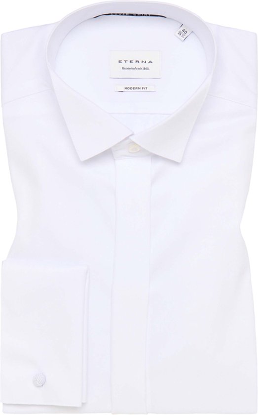 ETERNA slim fit overhemd - niet doorschijnend twill heren overhemd - wit - Strijkvrij - Boordmaat: 42