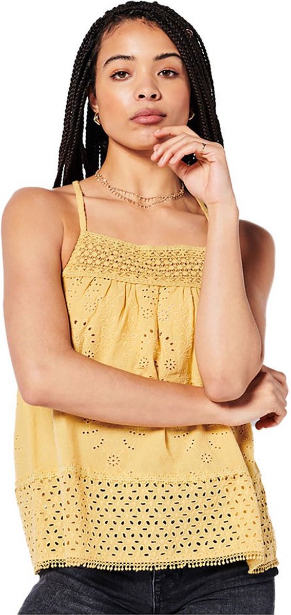 Superdry Vintage Woven Lace Mouwloos T-shirt XS Vrouw Geel