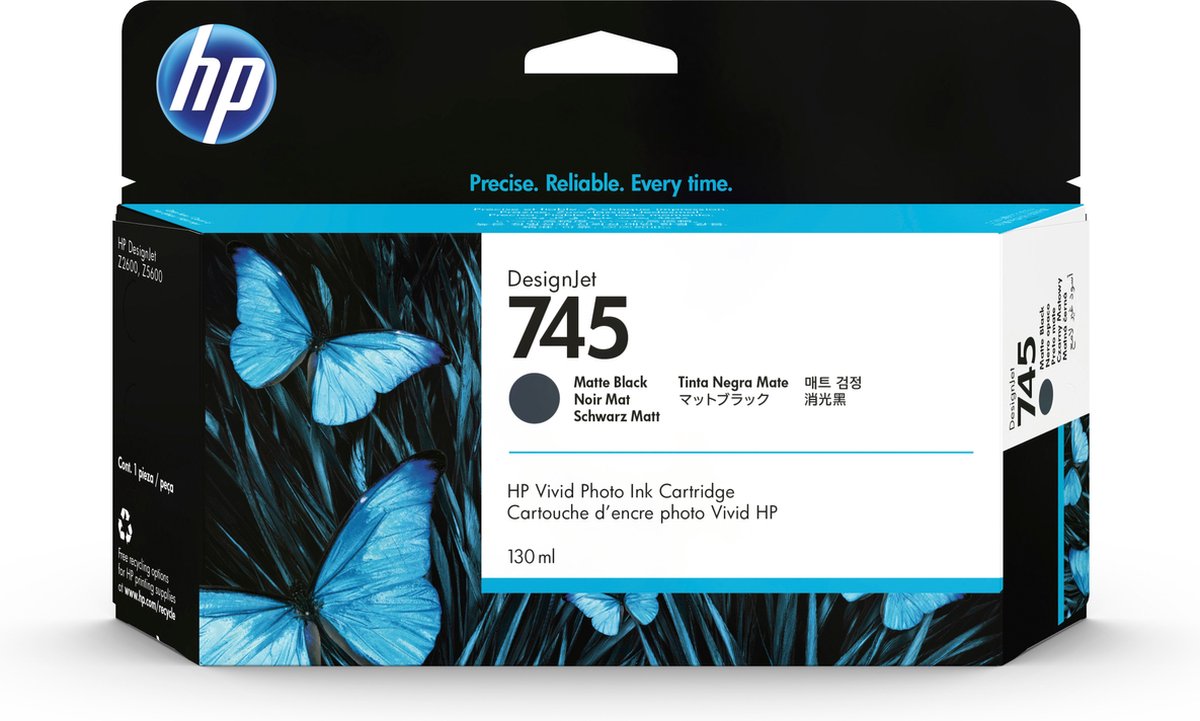 HP 745 - Inktcartridge / Mat Zwart (F9J99A)