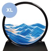 Zandkunst - Blauw - Diameter van 17cm - 360° - Sand art - In glas - Zandloper - Decoratie - Bewegende zandkunst