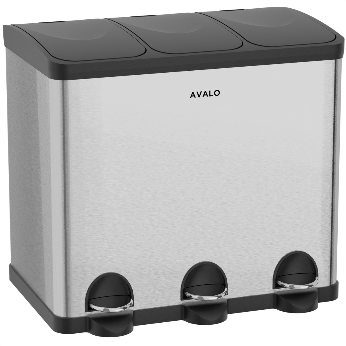 Goedkoopste Avalo Prullenbak Afvalscheiding 60 Liter - RVS Zilver - 3 Vakken - Milieubewust, Hygienisch & Vingerafdrukvrij - Pedaalemmer / Vuilnisbak