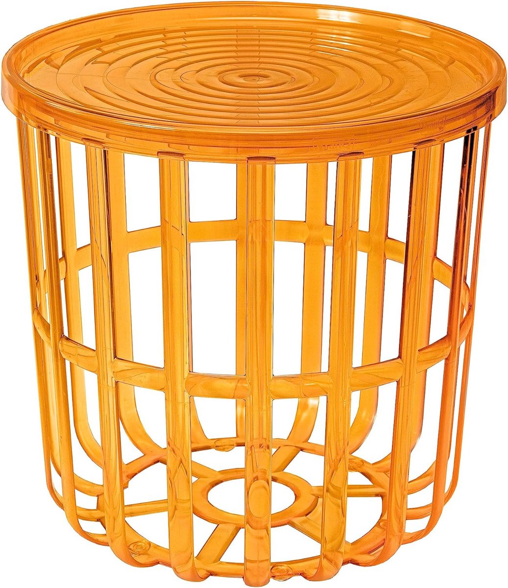 BranQ - Bijzettafel - Salontafel - Rond - Met opbergmand - 40 x 40 x 40 cm - Honing Gold