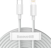 Baseus Simple Wisdom USB-C naar Apple Lightning Kabel | 20W Power Delivery | 150 CM | Wit (2-Pack)