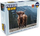 Puzzel Schotse hooglander - Berg - Landschap - Bomen - Koe - Natuur - Legpuzzel - Puzzel 1000 stukjes volwassenen
