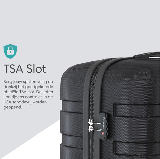 Voyagoux® REVELATION - Reiskoffer Medium - 71L - Koffers - Reiskoffer met wielen -Zwart - TSA Slot