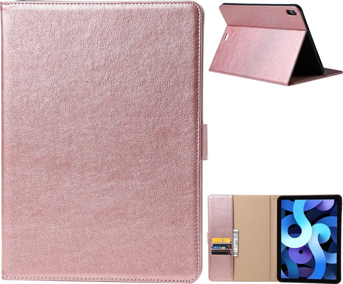 Geschikt voor iPad 11 hoes en iPad 10 hoes Leer - 11e en 10e Generatie - 10.9 Inch - 2024 en 2022 - Leren Case Cover - Luxe Lederen Tablethoes - Met Standaard - Met Pasjeshouder - Rosegoud