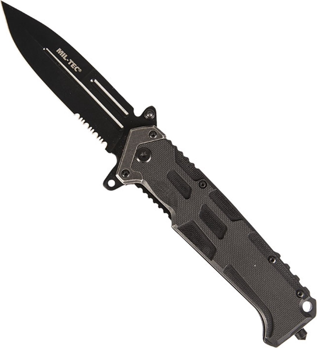 Mil-Tec- Assault knife - black -met snelle one hand flipper opening