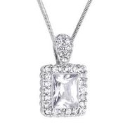 Behave - Klassieke ketting met rechthoekig hangertje met cubic zirconia - Nikkelvrij - Modeaccessoire