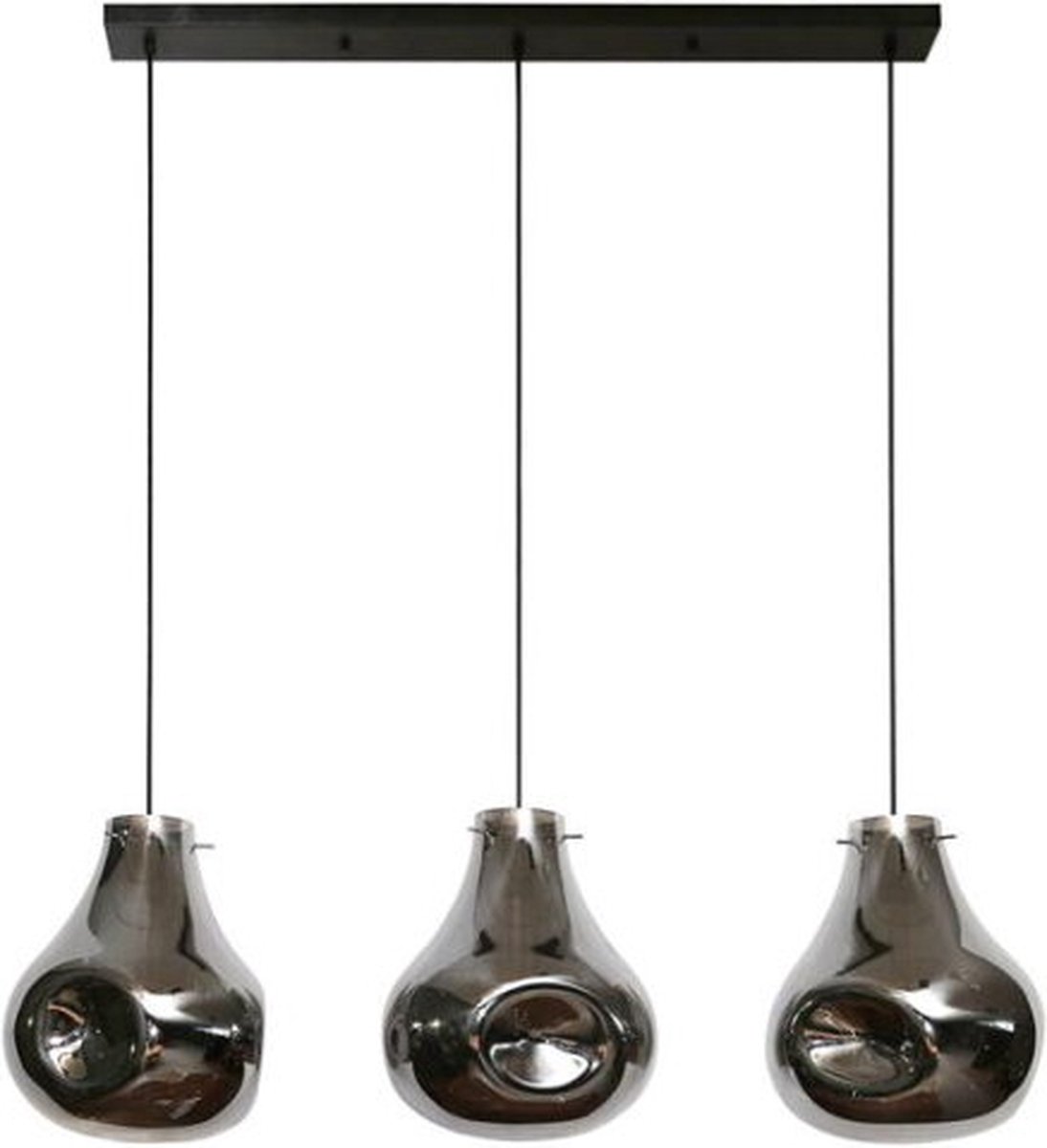 Hanglamp Dent glass 3 lampen - Artic zwart
